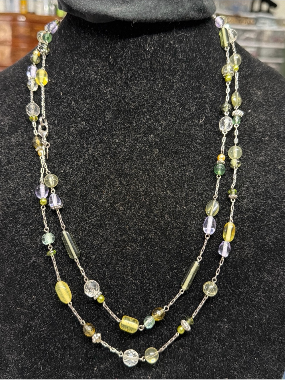 Lia Sophia Multi-Color Glass Beaded Layered Necklace 56”